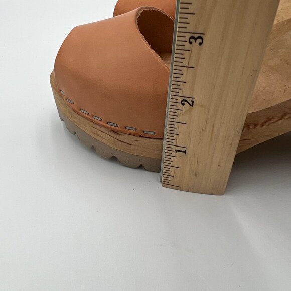 Free People Mia 1976 Swedish Leather Wooden Platform Clogs Luggage Size 36 5.5 - Picture 15 of 16